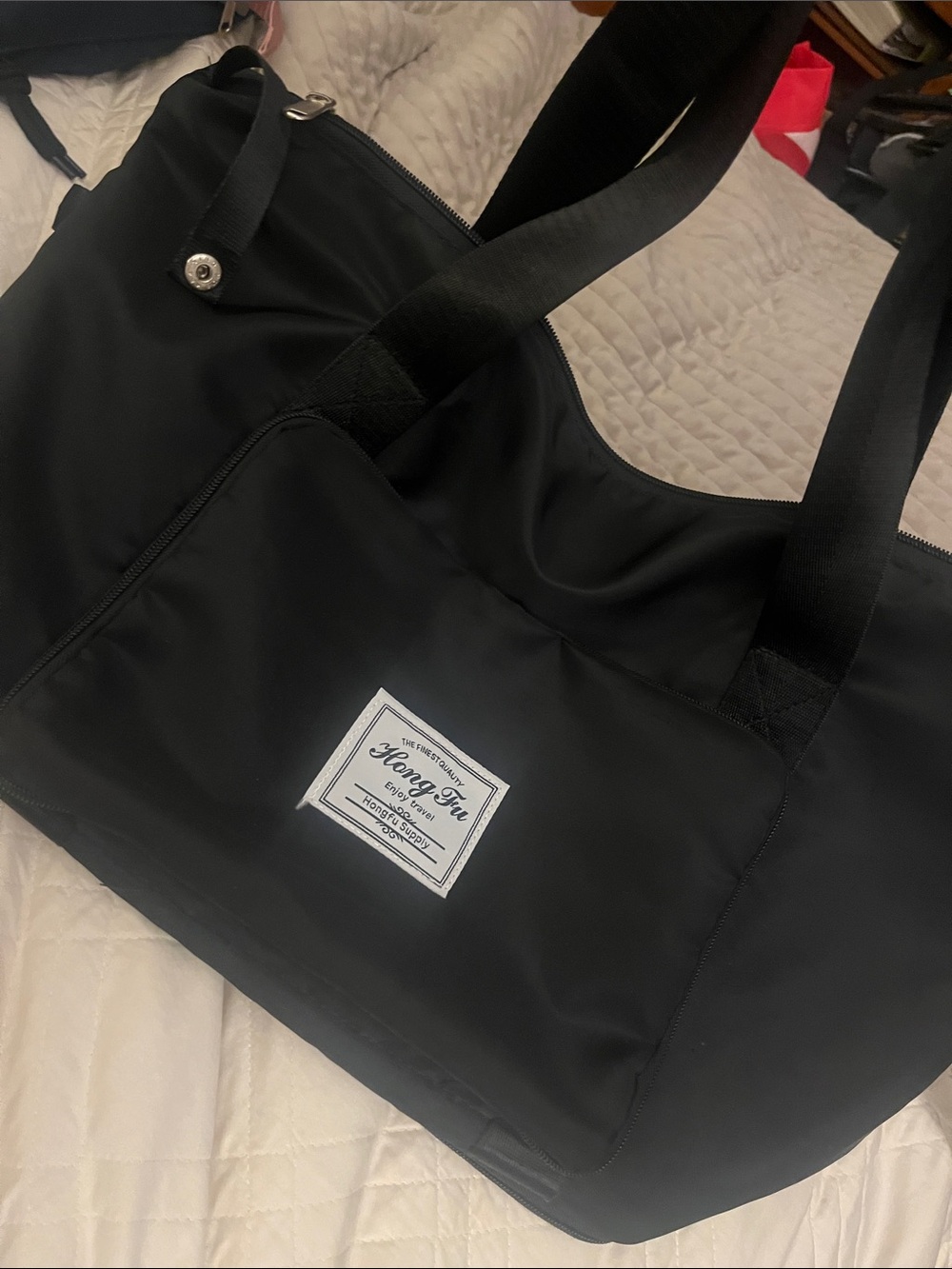 Black Nylon unisex Weekend Tote/gym bag